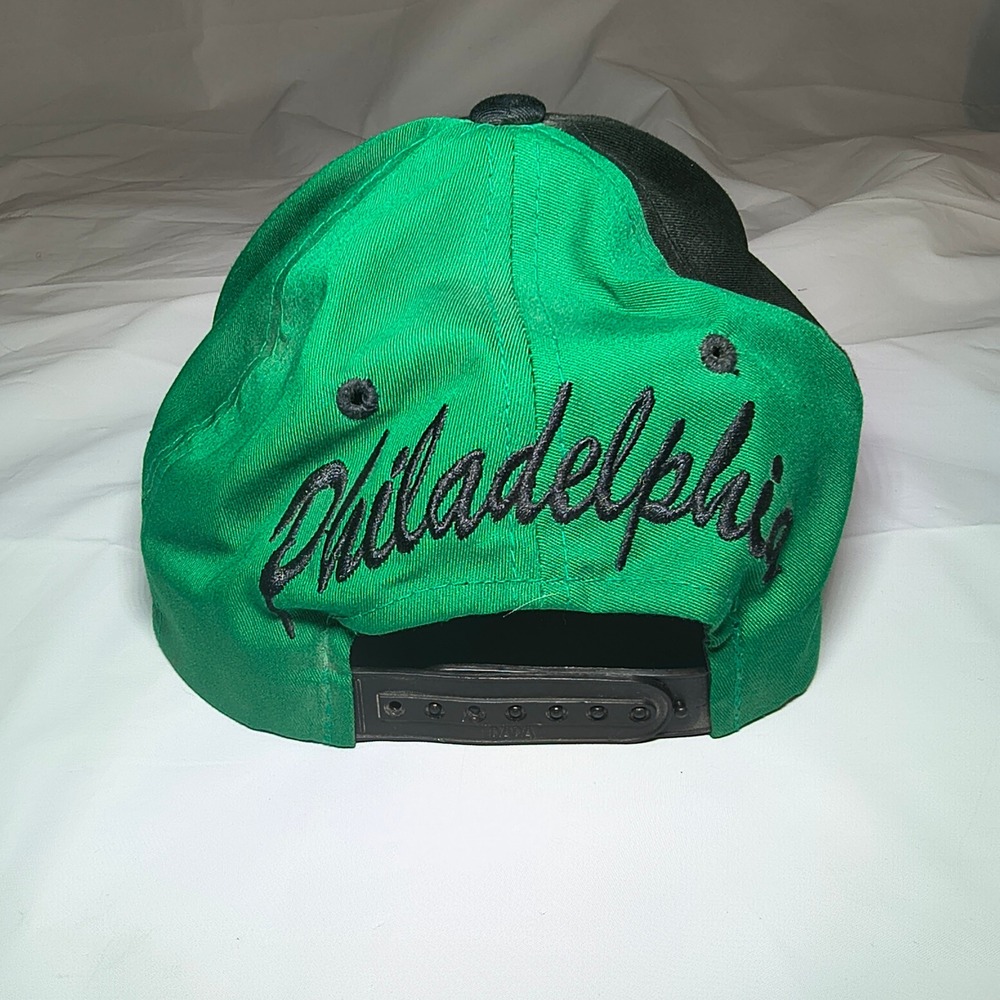 RARE! Vintage Philadelphia Eagles Logo 7 Snapback Team NFL Black Green Mens Cap - Picture 3 of 7